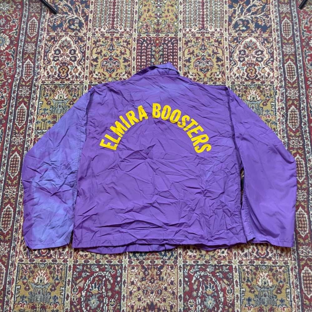 VTG 60s 70s Russell Athletic Elmira Boosters Purple Nylon Car Club‎ Jacket M USA